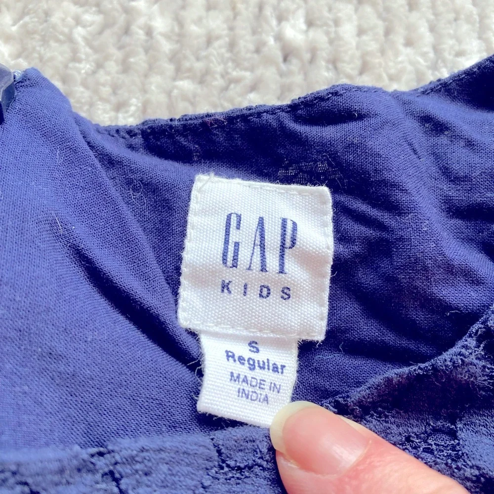 GAP Kids Navy Floral Lace Dress Velvet Trim‎ Size Small